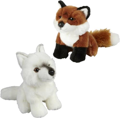 Ravensden - Knuffeldieren set vos en wolf pluche knuffels 18 cm