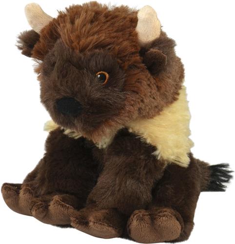 Nature Planet Knuffeldier Bizon/Buffel - zachte pluche stof - bruin - kwaliteit knuffels - 14 cm