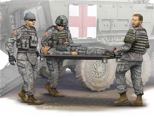 1:35 Trumpeter 00430 Modern U.S. Army - Stretcher Ambulance Team - Figuren Plastic Modelbouwpakket