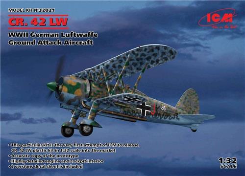 1:32 ICM 32021 CR.42 LW WWII German Luftwaffe Ground Attack Aircraft Plastic Modelbouwpakket