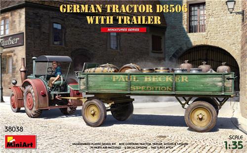 1:35 MiniArt 38038 German Tractor D8506 with Trailer Plastic Modelbouwpakket