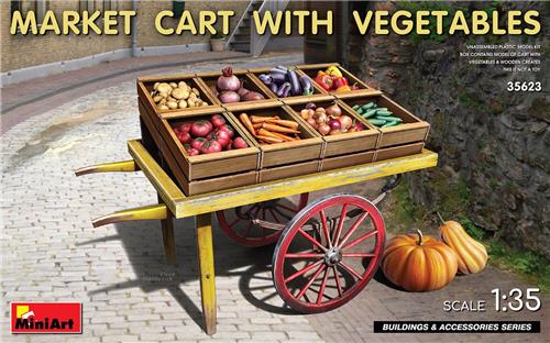 1:35 MiniArt 35623 Market Cart with Vegetables Plastic Modelbouwpakket