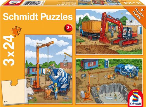 Schmidt 3-in-1 Puzzel Op De Bouwplaats Junior Karton 4-delig