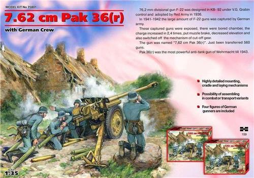 1:35 ICM 35801 76,2 CM Pak 36(r) with German crew Plastic Modelbouwpakket