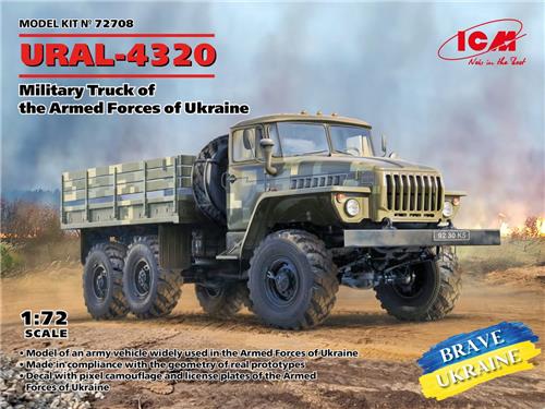 1:72 ICM 72708 URAL-4320 - Military Truck of the Armed Forces of Ukraine Plastic Modelbouwpakket