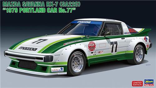 1:24 Hasegawa 20661 Mazda Savanna RX-7 (SA22C) 1979 Portland Car No.77 Plastic Modelbouwpakket