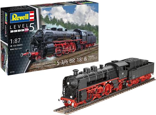 1:87 Revell 02168 Express locomotive S3/6 BR18(5) with Tender 2-2-T Plastic Modelbouwpakket