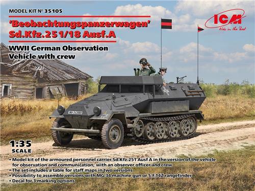 1:35 ICM 35105 Beobachtungspanzerwagen Sd.Kfz.251/18 Ausf.A - WWII German Observation Plastic Modelbouwpakket