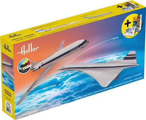 1:100 Heller 52333 Caravelle and Concorde Planes - Starter Kit Plastic Modelbouwpakket