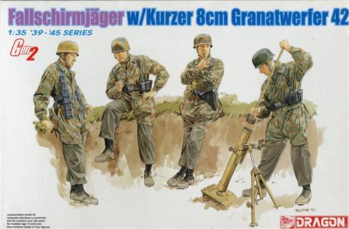 1:35 Dragon 6373 Fallschirmjager w/Kurzer 8cm Granatwerfer4 Plastic Modelbouwpakket