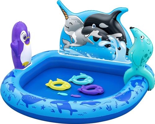 Bestway Polar Pals Opblaasbaar Waterspeelcentrum en Zwembad voor Kinderen 1,34 m x 1,31 m x 73 cm