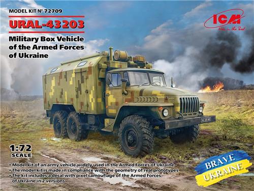 1:72 ICM 72709 Ural-43203 - Military Box Vehicle of the Armed Forces of Ukraine Plastic Modelbouwpakket