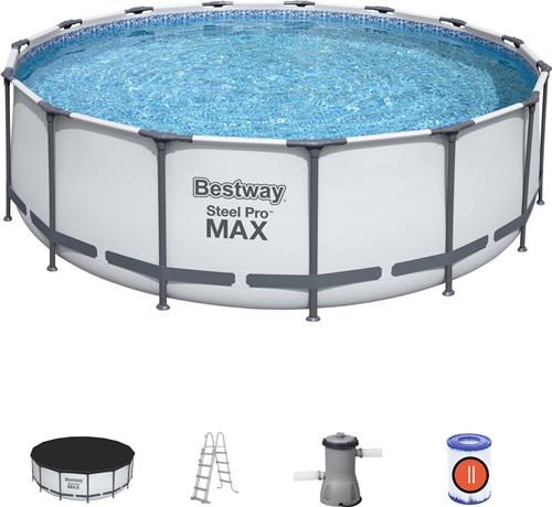 Bestway - Steel Pro MAX - Opzetzwembad inclusief filterpomp en accessoires - 457x122 cm - Rond