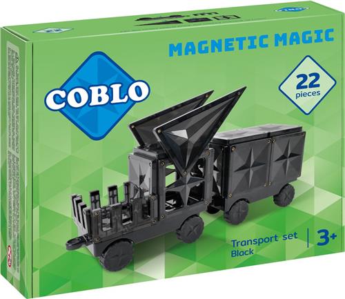 Coblo Black 22 stuks inclusief 2 Auto onderstellen - Magnetisch speelgoed - Montessori speelgoed - Magnetische Bouwstenen - Magnetische tegels - STEM speelgoed - Cadeau kind - Speelgoed 3 jaar t/m 12 jaar - Magnetisch speelgoed bouwblokken