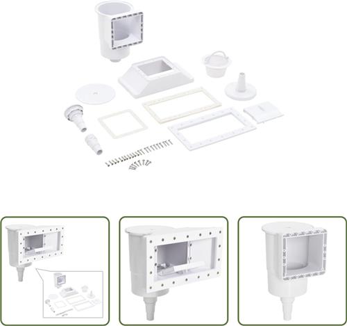 The Living Store Zwembadskimmer - bovengronds - 34.3 x 25 x 30.5 cm - wit ABS - inclusief accessoires