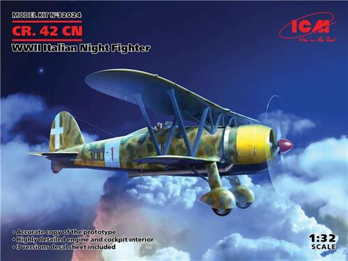 1:32 ICM 32024 CR. 42CN, WWII Italian Night Fighter Plane Plastic Modelbouwpakket