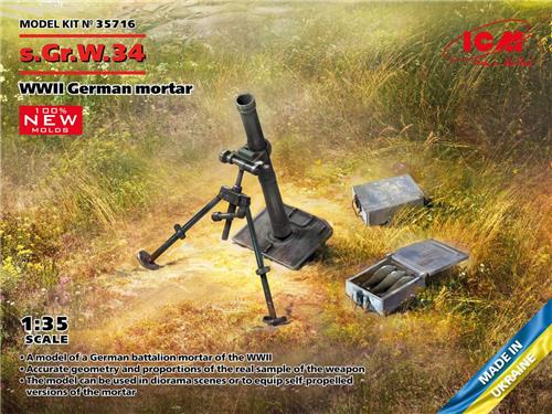 1:35 ICM 35716 s.Gr.W.34 WWII German Mortar Plastic Modelbouwpakket