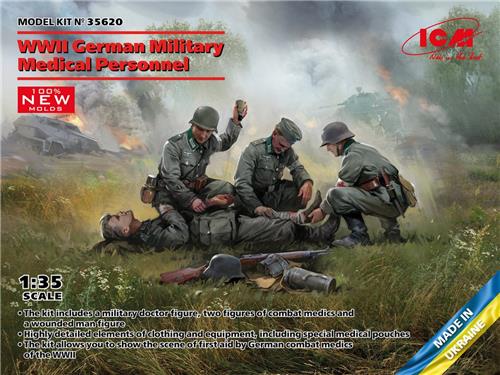 1:35 ICM 35620 WWII German Military Medical Personnel Plastic Modelbouwpakket