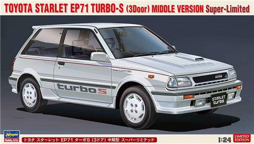 1:24 Hasegawa 20508 (21132) Toyota Starlet EP71 Turbo 3 door Mid. Version Plastic Modelbouwpakket