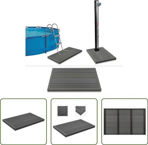 The Living Store HKC Plaat - Multifunctioneel vloerelement - stabilisator zwembadladder en anti-slip deurmat - Grijs - 101 x 63 x 5.5 cm