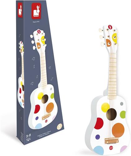 Janod Confetti - Houten Gitaar - Voor Kleine Muzikanten! - Met 6 Snaren Om Je Eigen Melodieën Te Spelen - Geschikt Vanaf 3 Jaar