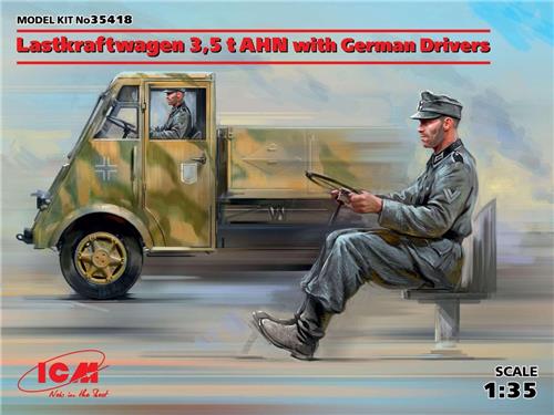 1:35 ICM 35418 Lastkraftwagen 3,5 t AHN with German Drivers Plastic Modelbouwpakket