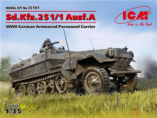 1:35 ICM 35101 Sd.Kfz.251/1 Ausf.A, WWII German Armoured Personnel Carrier Plastic Modelbouwpakket