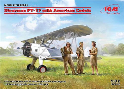 1:32 ICM 32051 Stearman PT-17 with American Cadets Plastic Modelbouwpakket