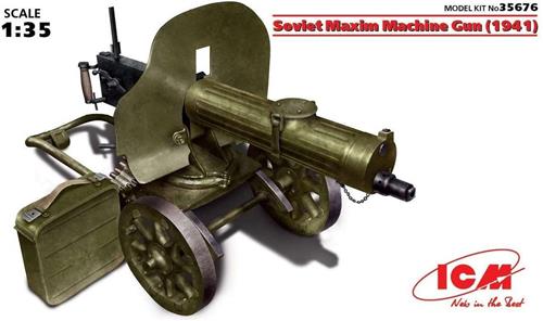 1:35 ICM 35676 Soviet Maxim Machine Gun (1941) Plastic Modelbouwpakket