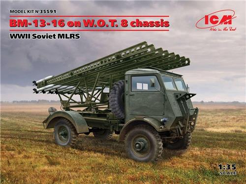 1:35 ICM 35591 BM-13-16 on W.O.T. 8 chassis - WWII Soviet MLRS Plastic Modelbouwpakket