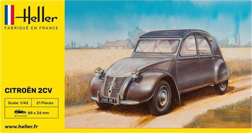 1:43 Heller 80175 Citroen 2 CV Car Plastic Modelbouwpakket