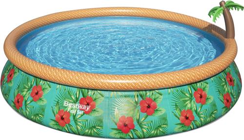 Bestway - Fast Set - Opblaasbaar zwembad inclusief filterpomp - 457x84 cm - Paradijsprint - Rond