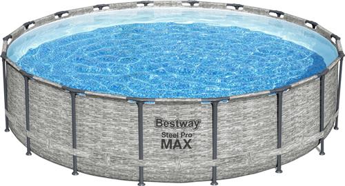 Bestway - Steel Pro MAX - Opzetzwembad inclusief filterpomp - 549x122 cm - Steenprint - Rond