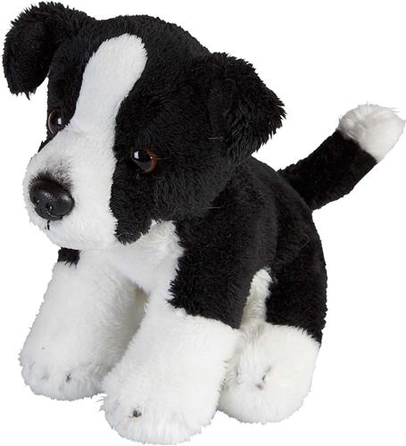 Ravensden Pluche knuffel dier Border Collie hond - zwart/wit - 15 cm - honden knuffels