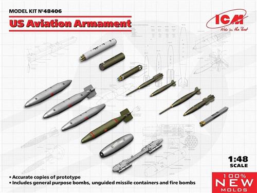 1:48 ICM 48406 US Aviation Armament Plastic Modelbouwpakket