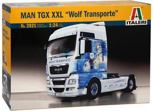 1:24 Italeri 3921 MAN TGX XXL "Wolf Transporte" Plastic Modelbouwpakket