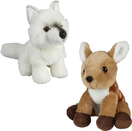 Ravensden - Knuffeldieren set wolf en hertje pluche knuffels 18 cm