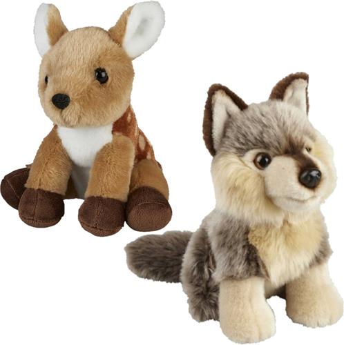 Ravensden - Knuffeldieren set wolf en hertje pluche knuffels 18 cm