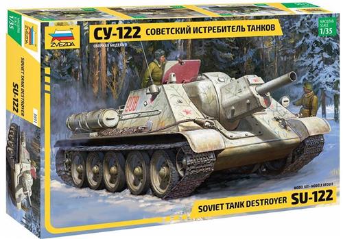 1:35 Zvezda 3691 SU-122 Self Propelled Gun Tank Plastic Modelbouwpakket