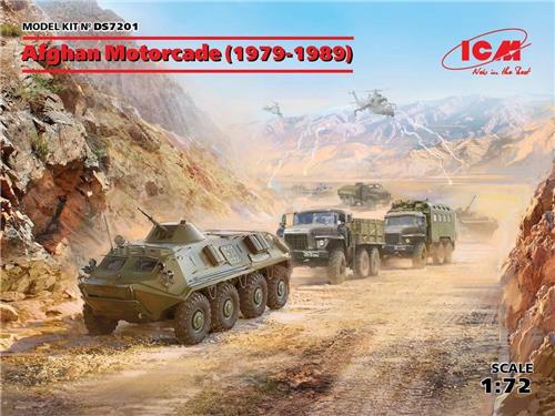 1:72 ICM DS7201 Afghan Motorcade (1979-1989) (URAL-375D, URAL-375A, ATZ-5-375, BTR-60PB) Plastic Modelbouwpakket