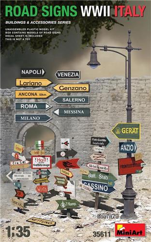 1:35 MiniArt 35611 Road Signs WWII Italy Plastic Modelbouwpakket