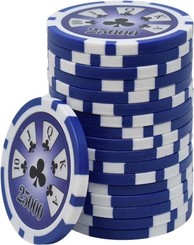 Royal Flush Poker Chips 25000 donkerblauw (25 stuks)- pokerchips-pokerfiches-ABS chips-pokerspel-pokerset-poker set