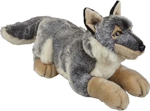 Ravensden Grote pluche grijze wolf knuffeldier - 50 cm - Wolven knuffels - Speelgoed voor kinderen