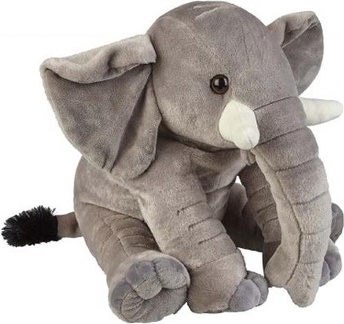 Pluche grijze zittende olifant knuffel 38 cm - Olifanten wilde dieren knuffels - Speelgoed voor kinderen