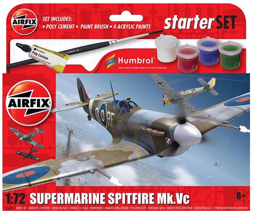 1:72 Airfix 55001 Supermarine Spitfire MkVc - Starter Set Plastic Modelbouwpakket