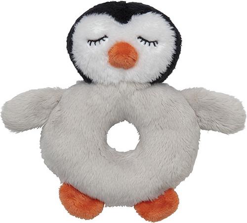 Dieren knuffel baby rammelaar pinguin 10 x 15 cm - Kraamcadeau