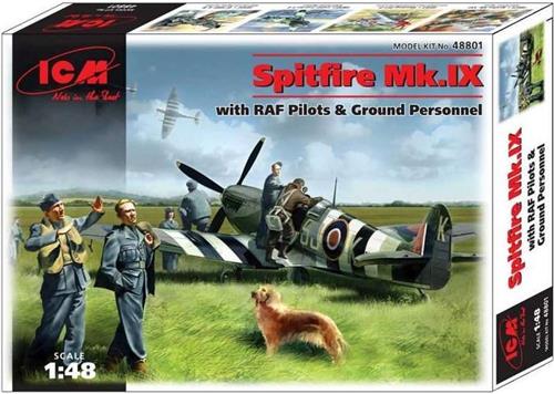 1:48 ICM 48801 Spitfire Mk IX with Raf Pilots Plastic Modelbouwpakket