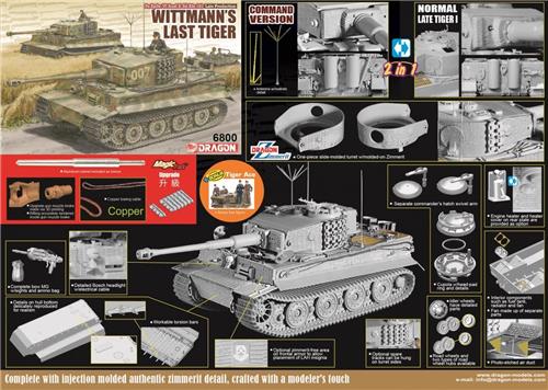 1:35 Dragon 6800 Tiger I Tank - Wittmann's Last Tiger Plastic Modelbouwpakket