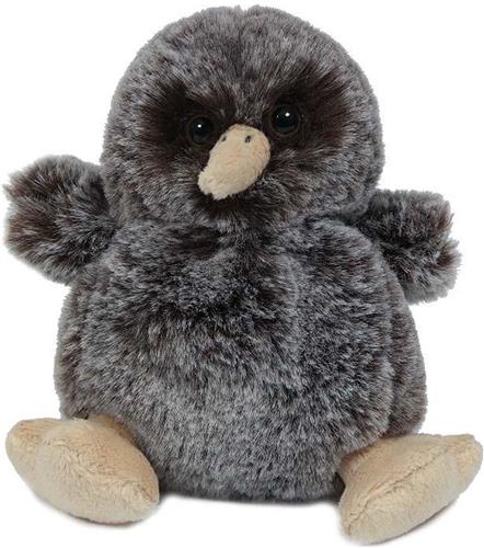 Pia Soft Toys Knuffeldier Kiwi vogel - zachte pluche stof - donkergrijs - kwaliteit knuffels - 11 cm - vogels