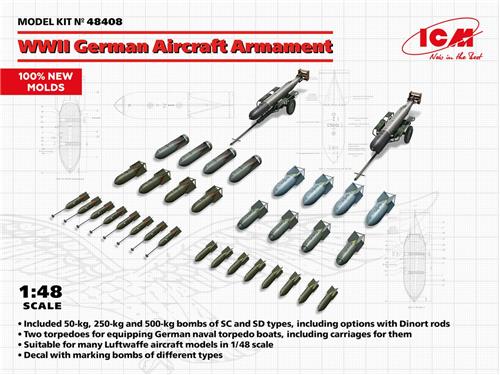 1:48 ICM 48408 WWII German Aircraft Armament Plastic Modelbouwpakket